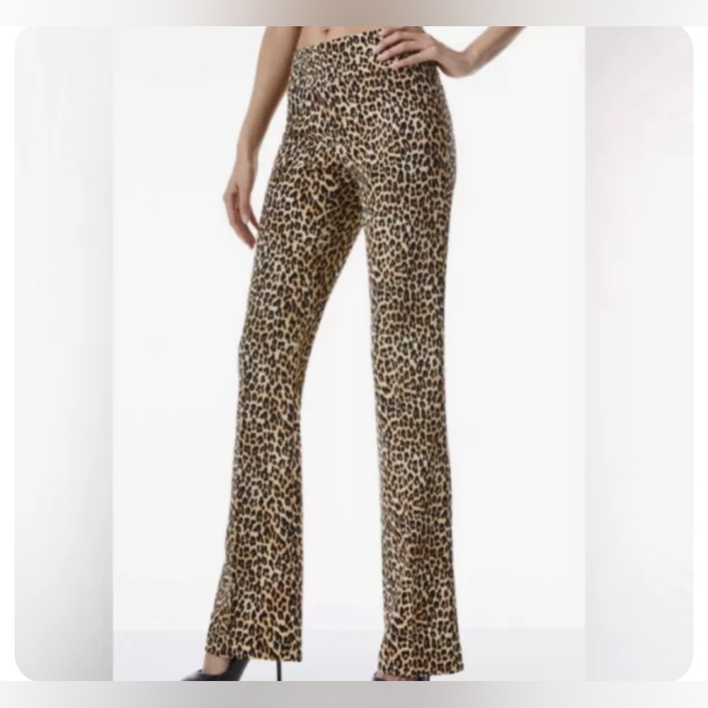🆕 Alice + Olivia Spotted Leopard Stretch Dark Tan Print Trouser Pants size 0